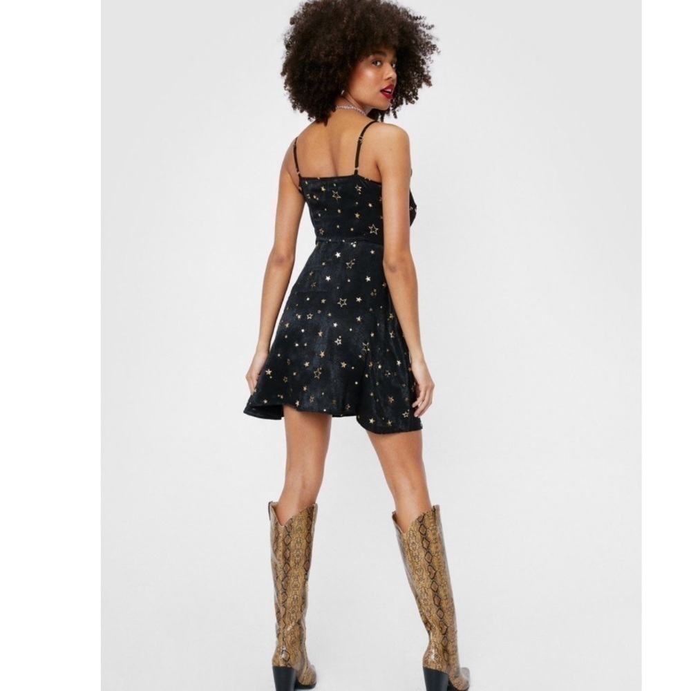 Nasty Gal Star Crossed Lovers Black Satin Mini Dress NWT Size 4 - Picture 2 of 10